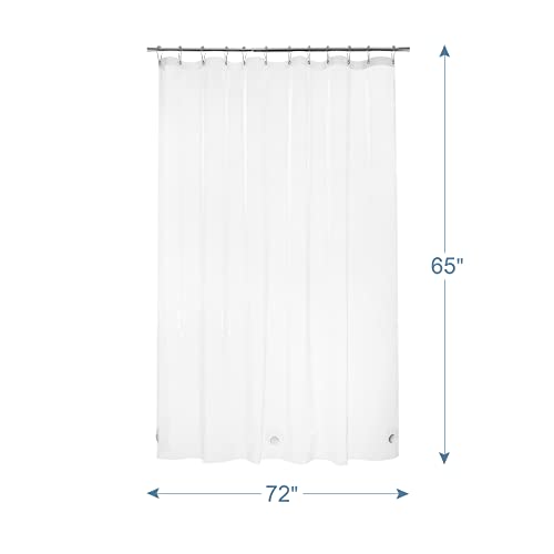 AmazerBath Heavy Duty Shower Curtain Liner 12 Gauge, 72 x 65 Inches Clear Shower Curtain Liner with 3 Clear Stones and 12 Grommet Holes, Weighted Plastic Shower Liner - size: 72"W x 65"L (Pack of 1)
