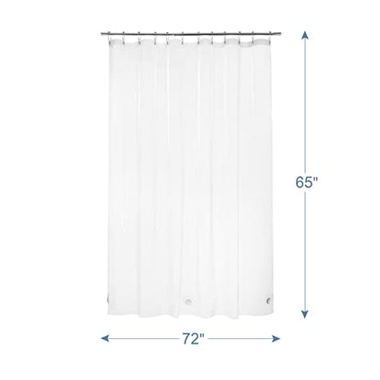 AmazerBath Heavy Duty Shower Curtain Liner 12 Gauge, 72 x 65 Inches Clear Shower Curtain Liner with 3 Clear Stones and 12 Grommet Holes, Weighted Plastic Shower Liner - size: 72"W x 65"L (Pack of 1)