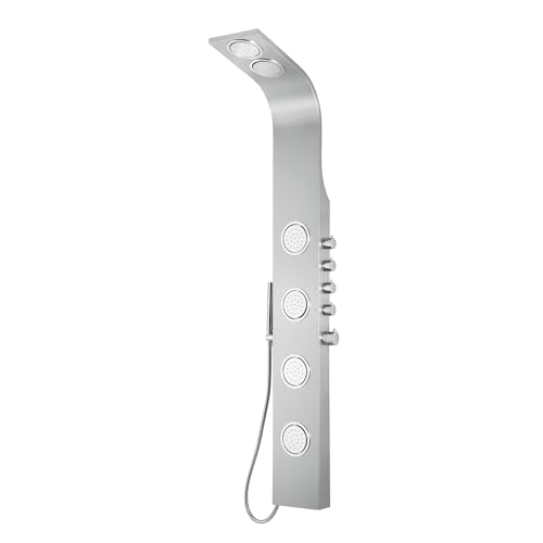 Blue Ocean 63" Stainless Steel SPS8863 Thermostatic Shower Panel Tower System vwith Rainfall Shower Head, Body Nozzles, and Handheld Shower Head, Shower Column - style: 63 inch with 4 Nozzle Sets