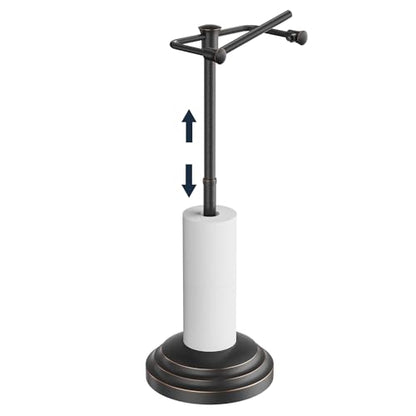 Bathroom Toilet Paper Holder Stand Oil Rubbed Bronze Roll Holder | Free Standing Pivoting Toilet Tissue Holder Adjustable Height (14 to 24 Inch) Stainless Steel Heavy Weighted Base - color: Oil Rubbed Bronze