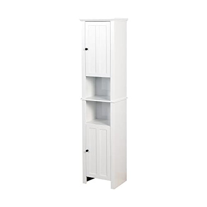 Tall Bathroom Storage Cabinet with Shelves and Door, Narrow Bathroom Cabinet with Adjustable Shelves, Slim Storage Tower, Linen Cabinet for Bedroom, Living Room (White, 15.7"L x 11.8"W x 67"H)