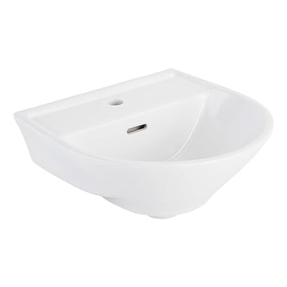 Signature Hardware 953880-1 Lanken 17" Porcelain Wall-Mounted Bathroom Sink with Overflow and Single Faucet Hole