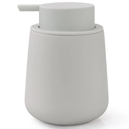 BosilunLife Ceramic Soap Dispenser - Dish Soap Dispenser for Bathroom 12Oz | Refillable Liquid Hand Wash Dispenser for Essential Oil, Lotion Soap, Rubber Paint Light Grey - color: Rubber Light Grey
