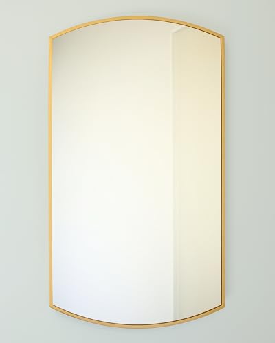 20x30 Harper Crescent Metal Framed Rectangle Recessed Bathroom Medicine Cabinet, Arced Mirror, 14x18 in-Wall Opening, Adjustable Glass Shelves, Magnet Close, Gold - color: Gold, size: 20x30