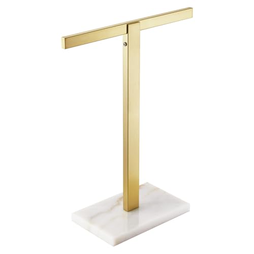 KOKOSIRI Hand Towel Holder Stand Towel Rack with Marble Base for Bathroom Kitchen Vanity Countertop, Gold Stainless Steel 15.7'' Height THS0002-SM-BG - color: Brushed Gold, size: 1-Bar