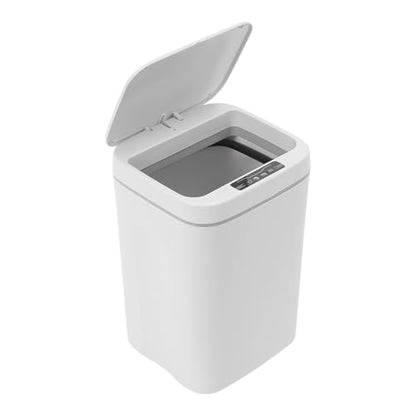Touchless Motion Sensor Trash Can, 4 Gal Space-Saving Automatic Rectangular Waste Bin, White Garbage Can for Home, Office, Bathroom & Kitchen