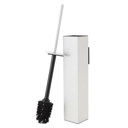 BGL Toilet Brush and Holder Set White Wall Mounted for Bathroom Square Design - color: White-wall Mount