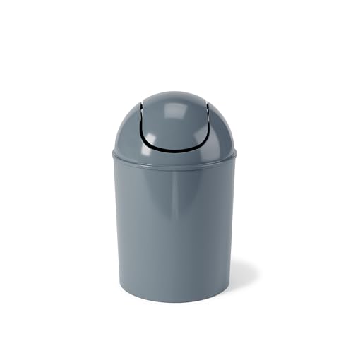 Umbra 1.25 Gallon Mini Waste Can with Removable Swing-Top Lid - Small Garbage Bin for Kitchen, Bathroom, Bedroom, Office - Compact Trash Can Fit Under Tables & Counters - Slate Blue - color: Slate Blue