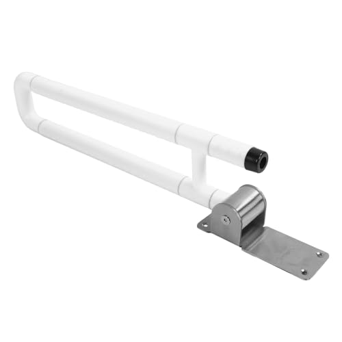 Foldable Toilet Grab Bar, Stainless Steel Flip Up Handicap Grab Bar Handrails, Anti Slip Safety Rails Bathroom Seat Support Bars for Elderly Disabled Pregnant Senior (White) - color: White