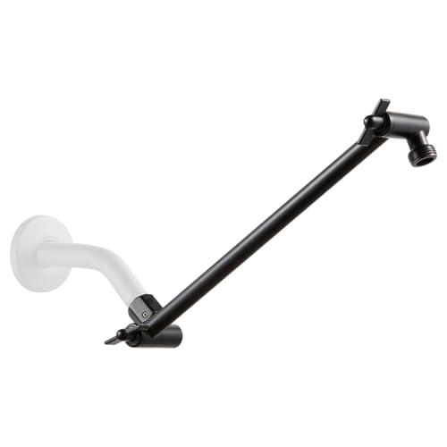 OFFO Shower Head Extension Arm, 11 in Shower Extension Arm with Locking Nut, Adjustable Shower Arm Extender, G1/2 Connector for Fixed Shower Head & Handheld Showerhead, Matte Black - color: Matte Black, style: 11 in