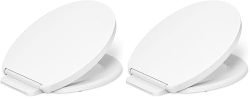 KOHLER K-26802-0 Impro ReadyLatch Quiet Close Round Toilet Seat, White Toilet Seat, Grip-Tight Bumpers, New Home Essentials, Slam Prevention (Pack of 2) - color: White, size: Round (Pack of 2)