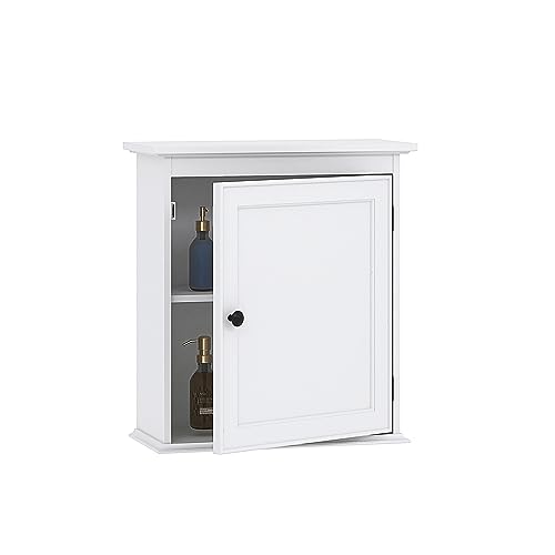 Spirich Small Medicine Cabinet, Bathroom Wall Cabinet Over Toilet, White | FSC-Certified MDF, Single Door, Adjustable Shelf, Compact Hidden Storage for Bathroom, Kitchen or Laundry - size: Single Door