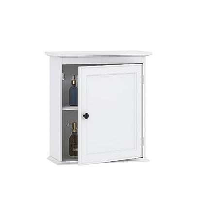 Spirich Small Medicine Cabinet, Bathroom Wall Cabinet Over Toilet, White | FSC-Certified MDF, Single Door, Adjustable Shelf, Compact Hidden Storage for Bathroom, Kitchen or Laundry - size: Single Door