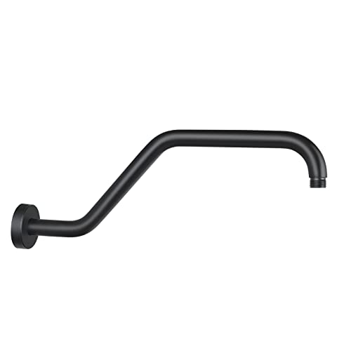 S Shape Shower Arm with Flange,High Rise Shower Head Extension Arm,Stainless Steel 15.5 Inch Shower Arm Extension,Matte Black,9Z3MK - color: Matte Black, style: Z Shaped