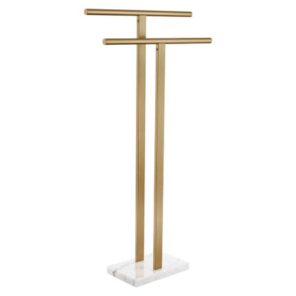 KOKOSIRI Standing Towel Rack for Bathroom Floor 2-Tier Towel Holder Free Stand with Heavy Marble Base Thicken Steady Champagne Bronze Stainless Steel THS0005-CPG - color: Champagne Bronze