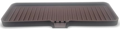 Silicone Soap Dish Tray and Sponge Holder with Drain Chute, Rectangular, Kitchen and Bathroom Sink Organizer (Dark Chocolate, 12"x4") - color: Dark Chocolate, size: (LG) 12"x4"