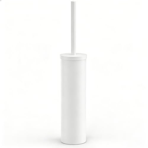 Stainless Steel Toilet Brush and Holder Set Brushed Silver Heavy Duty Toilet Bowl Brush with Long Handle for Bathroom and Farmhouse (White) - color: White