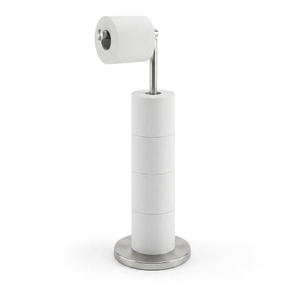 Cesun Weighted Base Free Standing Toilet Paper Holder Stand, Brushed Nickel | SUS304 Rustproof Steel | Thick Non-Slip Base | Swivel Pivot Design | Slim Footprint | Holds 5 Rolls - color: Brushed Nickel