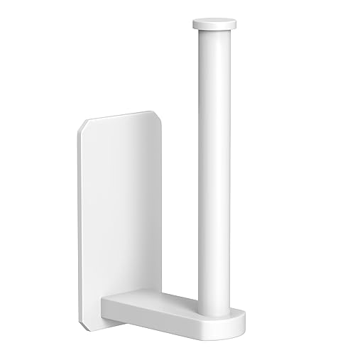 VAEHOLD Toilet Paper Holder Self Adhesive Kitchen Washroom Adhesive Toilet Roll Holder No Drilling for Bathroom Stick on Wall Stainless Steel Brushed (White) - size: Simple White