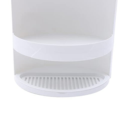 3 Tier Corner Shelf Stand, Cosmetic Skincare Organizer for Bathroom & Vanity, Tabletop Storage Rack Cabinet for Small Space, Waterproof Stand with 360° Rotating Door, 8 x 8 x 23.6 in, White