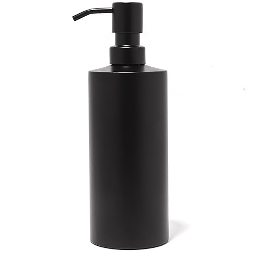 Black Round Stainless Steel Soap Dispenser, 15 oz - color: Black