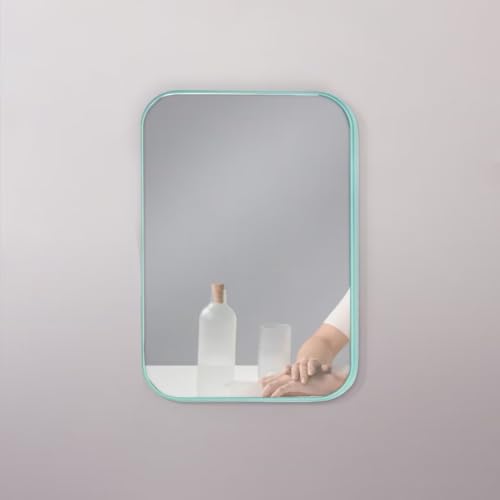 8-Inch Table Desk Vanity Makeup Mirror, Simple Portable Travel Mirror with Stand, Standing and Wall Hanging Dual-use, Blue - color: Blue