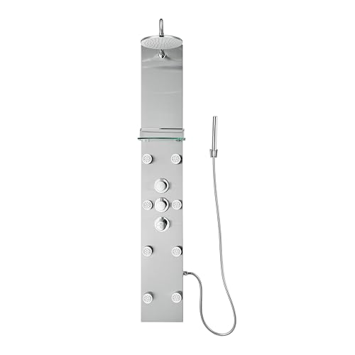 Blue Ocean SPS8801 series Shower Panel Tower with Rainfall Shower Head and Spout (57 inch Stainless Steel) - style: 57 inch Stainless Steel