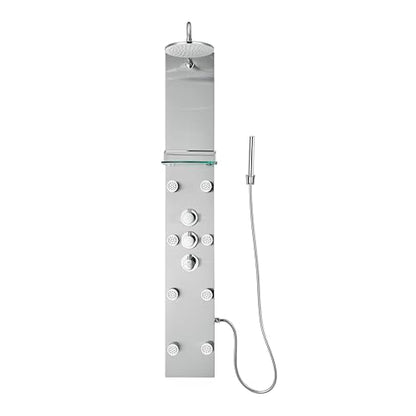 Blue Ocean SPS8801 series Shower Panel Tower with Rainfall Shower Head and Spout (57 inch Stainless Steel) - style: 57 inch Stainless Steel