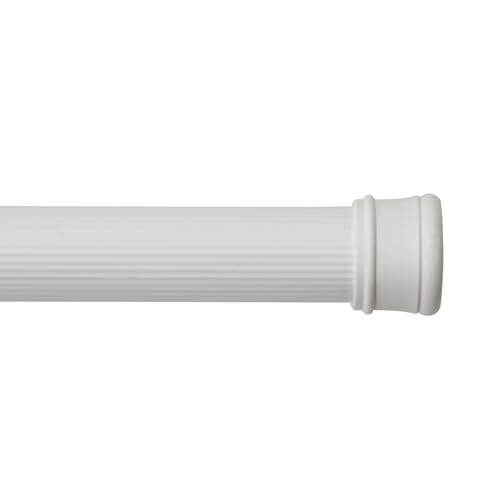 Kenney KN609L/1 Twist & Fit No Tools Spring Tension Standard Shower Curtain Rod with Non-Slip, Non-Scratch Ends, 42-72" Adjustable Length, Easy Install, White, 1" Diameter Rust Resistant Steel Tube - color: White