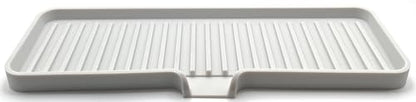 Silicone Soap Dish Tray and Sponge Holder with Drain Chute, Rectangular, Kitchen and Bathroom Sink Organizer (Light Grey, 12"x4") - color: Light Grey, size: (LG) 12"x4"