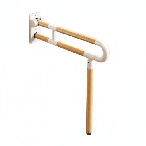 Almencla Folding Toilet Support Toilet Handrail Grab Bar Rail with Flip Up Hinged Design Aluminum Structure with Non Slip Coating Suitable for Elderly Injury Toilet, 60CM - size: 60CM