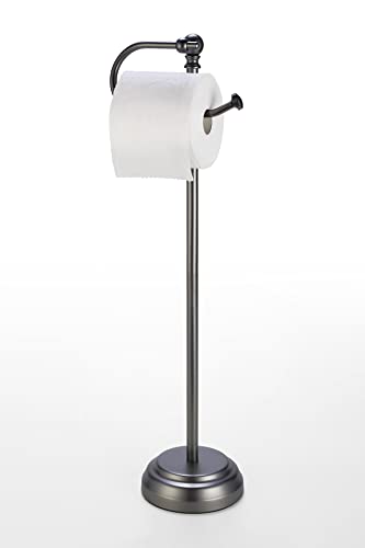 SunnyPoint Classic Bathroom Free Standing Toilet Tissue Paper Roll Holder Stand (Black Nickel) - color: Black Nickel