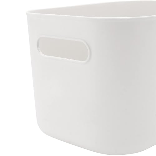 JOIKIT 6 Pack White Storage Bins with Handles, 10 x 7 x 6.3 Inch White Bathroom Kitchen Organizer Bin, Plastic Vanity Storage Bins Container Under Bed Sink for Hand Soap, Towels, Bath Balls - size: 6PCS with Handles