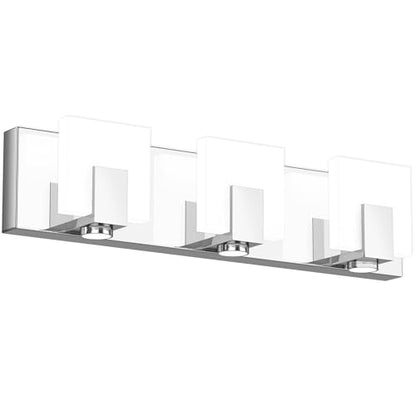 SOLFART Bathroom Vanity Lights Over Mirror 3 Lights Modern Chrome Bath Light Fixtures Stainless Steel Acrylic Shade - color: Chrome,Spotlight Model-6000K,100% Brightness, size: 3- Light,20Inch