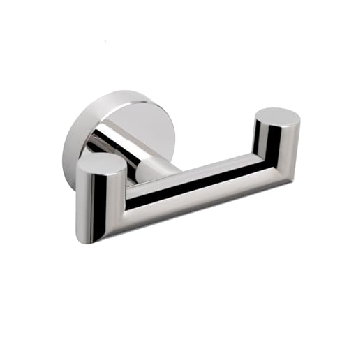 NearMoon Bathroom Double Towel Hook- SUS304 Stainless Steel Robe Towel Holder, Heavy Duty Double Coat Hook for Bathroom Livingroom Kitchen Wall Mounted (Chrome Finish-U, 2 Pack) - style: Chrome Finish-U