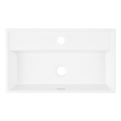 Signature Hardware 484632 Kaisy 22" Modern Porcelain Wall-Mounted Bathroom Sink with Overflow and Single Faucet Hole