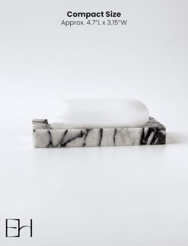 Marble Soap Dish for Shower | Real Marble Calacatta Viola, Non-Slip Feet, Stone Bar Soap Saver, Holder Container for Bathroom Decor Accessories Rectangular - size: Calacatta Viola