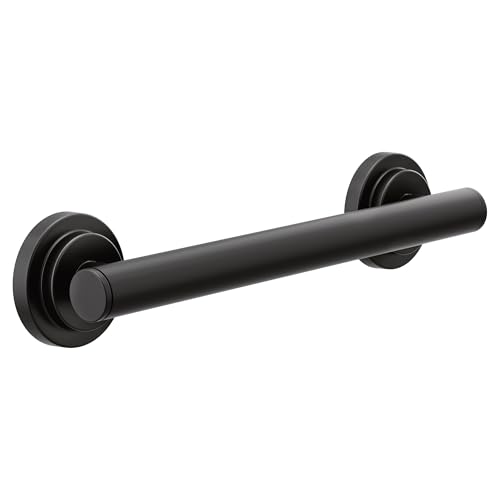 Moen YG0712BL Bathroom Safety 12-Inch Stainless Steel Modern Bathroom Grab Bar - color: Matte Black, size: 12 Inch