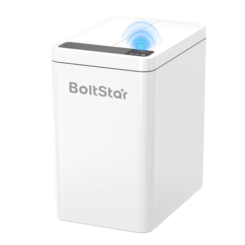 Solar Automatic Trash Can: 4 Gallon Motion Sensor Garbage Can, No Charging Required, Slim Smart Touchless Trash Bin with Lid for Bedroom, Living Room, Bathroom, Office, RV, White - size: 4 gallons