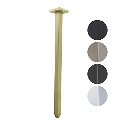 Shower Arm with Flange 24 Inches Ceiling Mount Square Straight Extender Extension Pipe Replacement, Extra Long Shower Arm For Fixed Rain Shower Head or High Ceiling,Brushed Gold - color: Brushed Gold, style: 24inch