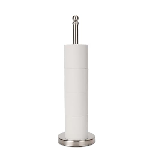 Toilet Paper Holder Stand Holding Up to 5 Paper Rolls, Free-Standing Spare Rolls Storage Holder, Stainless Steel (Brushed Nickel) - color: Brushed Nickel