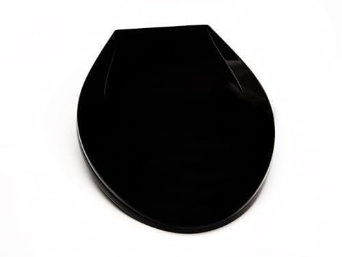 2Q1E6-90 Builder Grade Slow Close Plastic Toilet Seat with Vari Adjust Lok-Down R'N'C Hinge and Quik-Lok Mounting Hardware, Elongated, Black - color: Black, style: Elongated