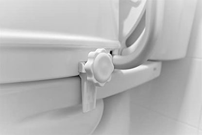 PEPE Mobility Raised Toilet Seat with Handles and Lid for Elderly 4" High, Fits Round and Elongated up to 15" Wide, Commode Seat with Sturdy Brackets, Medical Aid - color: White