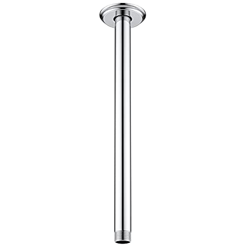 12 Inch Chrome Ceiling Mounted Shower Arm for Rain Shower Head | Shower arm and flange - color: Polished Chrome, size: 12 Inches