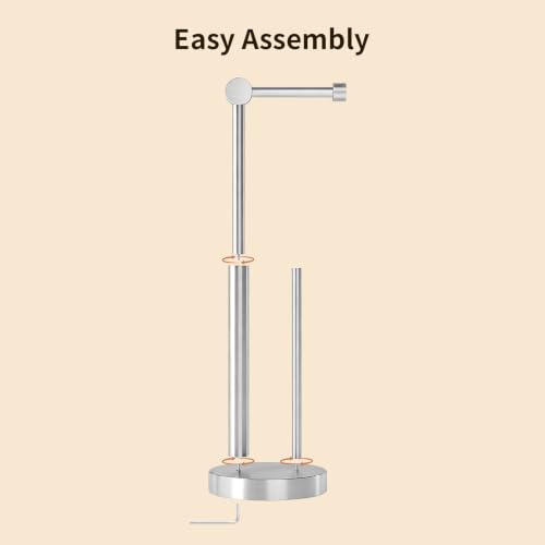 Toilet Paper Stand with Storage & Weighted Base, Brushed Nickel | Free Standing Stainless Steel Design with Open-Ring Arm for Easy Roll Replacement - color: Brushed Nickel