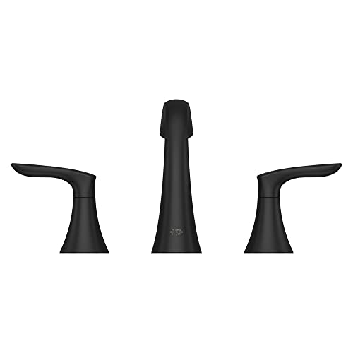 Pfister Weller Bathroom Sink Faucet 8 inch Widespread 2-Handle 3-Hole Matte Black Vanity Faucet with Push & Seal Drain Water-Efficient WaterSense Certified LG49WR0B - color: Matte Black, size: 1 Pack