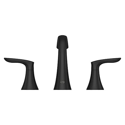 Pfister Weller Bathroom Sink Faucet 8 inch Widespread 2-Handle 3-Hole Matte Black Vanity Faucet with Push & Seal Drain Water-Efficient WaterSense Certified LG49WR0B - color: Matte Black, size: 1 Pack