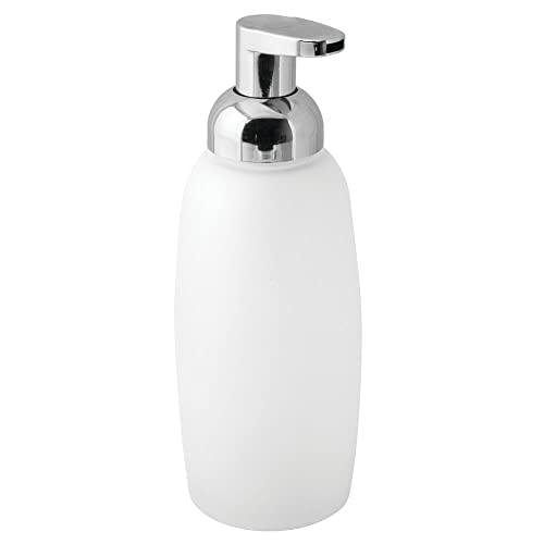 mDesign Refillable Glass Foaming Hand Soap Dispenser - Foam Soap Pump Bottle Container for Bathroom Counter Top - Decorative Foam Soap Dispenser - Malloy Collection - 2 Pack - Clear Frost/Chrome