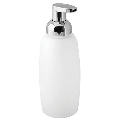 mDesign Refillable Glass Foaming Hand Soap Dispenser - Foam Soap Pump Bottle Container for Bathroom Counter Top - Decorative Foam Soap Dispenser - Malloy Collection - 2 Pack - Clear Frost/Chrome