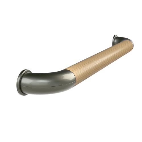 24" Integra Grab Bar Kit - Genuine Oak - Complete Indoor Safety Bar - Residential & Commercial Code Compliant - 1.6" Round TrueWood Aluminum Core Grab Bar with Champagne Painted Hardware - color: Oak, size: 24 Inch